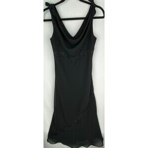 Vtg 2000's Ruby Rox Babydoll Dress Medium Black Cowl‎ Neck Lace Whimsigoth Hoco